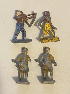 4 Vtg Lincoln Log Frontiersman American Indian Metal Figure Lot - Picture 1 of 17