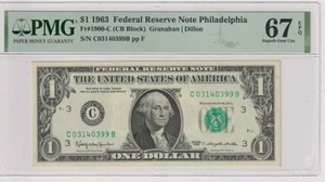 Fr 1900-C (CB) 1963 $1 FRN C03140399B bp481 PMG 67EPQ SUPERB GEM CU Philadelphia - Picture 1 of 2