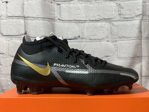 Nike Men's Phantom GT2 Academy DF FG/MG Black Metallic Gold Soccer Cleats Sizes - Picture 1 of 5