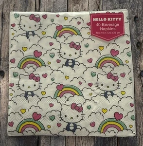 Hello Kitty 40 Beverage Cocktail Paper Napkins Retro Rainbow Clouds - Picture 1 of 4