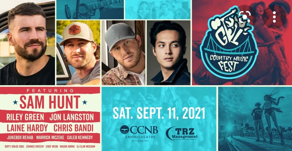 GREENVILLE COUNTRY MUSIC FESTIVAL SC SEPT 11 1-5PM: FT SAM HUNT, RILEY GREEN + - Image 1 of 1