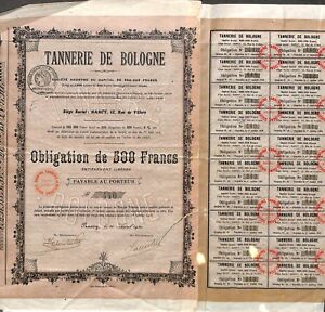 " TANNERIE DE BOLOGNE NANCY " SCRIPOPHILIE OBLIGATION 1920