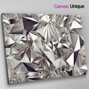 Impresión de cuadro enmarcado arte de pared abstracto de diamante plateado AB1572 - Imagen 1 de 1