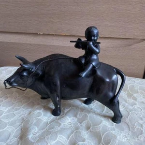 Copper Water Buffalo Sculpture – Vintage Japanese Artisan Handcrafted Decor - Picture 1 of 8