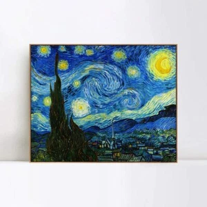 Framed Canvas Giclee Print Starry Night by Vincent Van Gogh Wall Art 24"x32" - Picture 1 of 8