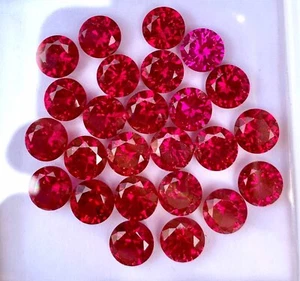 50 Pcs Natural Flawless Mogok Red Ruby Round Cut Loose Gemstone GIT Certified - Picture 1 of 6