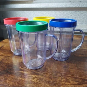 Magic Bullet Blender Cups MB1001c With Lip Rings Replacement Parts Lot Of 4 - Picture 1 of 4