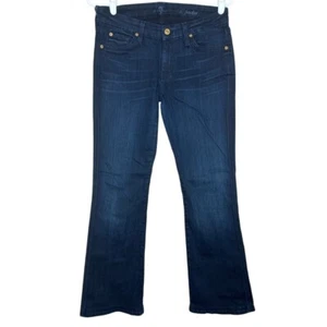 7 For All Mankind Gold Glitter A Pocket Boot Cut Jeans Women's Size 29 Dark Wash - Picture 1 of 7