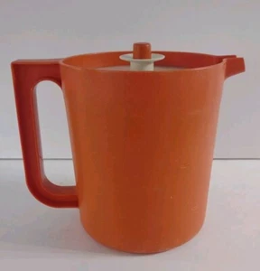 Tupperware Pitcher 1.5 QT Quart Clear 1575-7 Seal Push Button Orange Lid Vintage - Picture 1 of 8