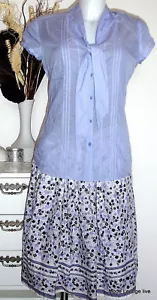 ESPRIT Bluse Shirt BLAU blue cotton mit Schluppe Bindeband - Picture 1 of 6