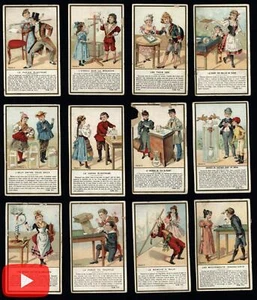 Chocolate trade cards Paris c.1900 collection 23 children playing harlequins - Picture 1 of 5