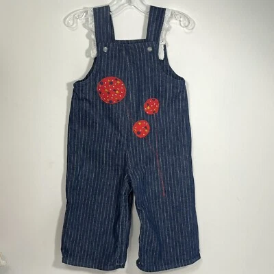 Mono a rayas para niños pequeños apliques de globo ojales volantes hecho a mano 12 meses vintage Foto 1 de 4