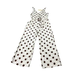 Monteau Women's Belted Wide Leg Jumpsuit Polka Dot Tank V-Neck Size Large NWT - Picture 1 of 11