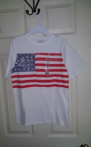 OSH KOSH RED, WHITE & BLUE AMERICAN FLAG T-SHIRT - SIZE 12 NWT - Picture 1 of 5