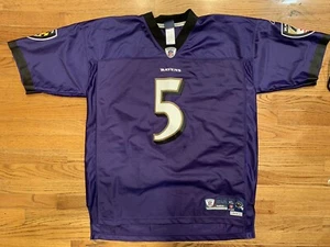 JOE FLACCO REEBOK Premier NFL GAME SEWN JERSEY BALTIMORE RAVENS #5 PURPLE XL EUC - Picture 1 of 6