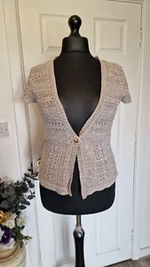 M&Co size M short sleeved cardigan bolero in oatmeal - Picture 1 of 7