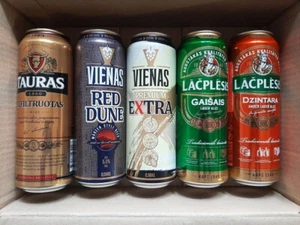SET 5 Empty Pinta Beer Cans BOTTOM OPEN Lithuania - Picture 1 of 3