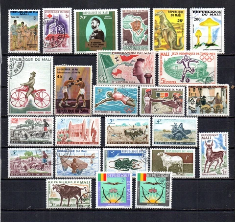 MALI COLLECTION OF 25 DIFFERENT STAMPS.  ANIMALS, LOCAL NATIVE SCENES, SPORTS Cover