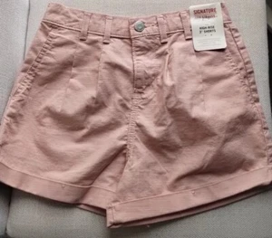 Signature by Levi Strauss & Co. Girls' High-Rise Front Pleat Shorts Size 8 peach - Picture 1 of 10