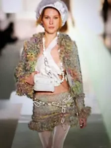 CHANEL 03A VINTAGE TWEED MOHAIR RAINBOW FRINGED JACKET CC BUTTONS FR38-FR36 $6K - Picture 1 of 12