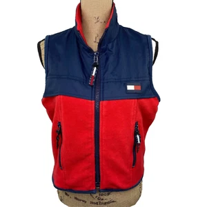 Tommy Hilfiger Youth Med Fleece Vest Color Block Sleeveless Zip Front Pockets - Picture 1 of 12