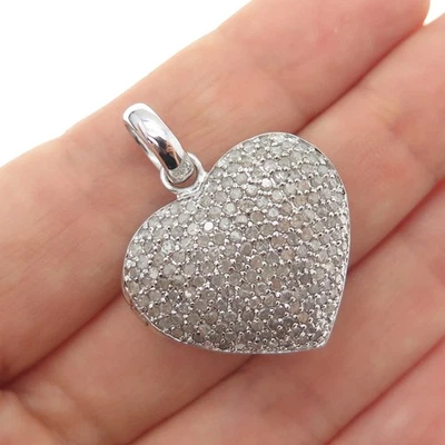 Colgante medallón corazón diamante corte redondo real plata esterlina 925 DEE BERKLE Foto 1 de 4
