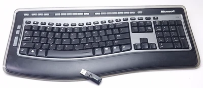 Microsoft 6000 V3 Wireless Keyboard Desk Ergonomic w/USB Receiver Works - Image 1 of 4