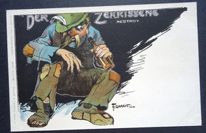 Nestroy Der Zerrissene Alkohol "The Torn One" T Gareis signierte Kunst Postkarte - Bild 1 von 2