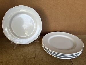 Set Of 5 Ikea 21986  All White Porcelain Scalloped Dinner Plates 10 3/4" Sweden - Picture 1 of 3