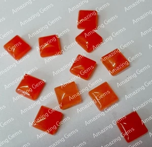 Cabujón cuadrado de jade naranja natural de 6 mm a 25 mm piedras preciosas sueltas - Imagen 1 de 2