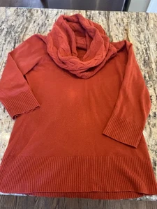 NEW YORK AND COMPANY COWL NECK Rust HALF SLEEVE SWEATER  SIZE S. Vintage - Picture 1 of 3