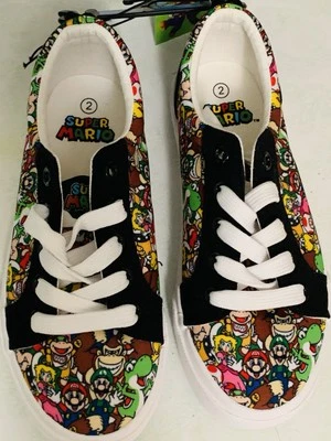 Zapatos con cordones de lona de caña baja Super Mario Brothers para niños talla 2 nuevos con etiquetas todos los personajes Foto 1 de 4