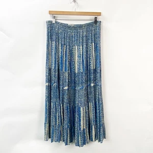 Vintage KORET Petites Large Womens Blue Floral Pleated A-Line Midi Skirt  - Picture 1 of 6