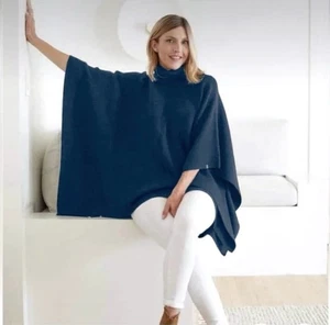Mer Sea Women’s Charcoal Gray Knit Poncho One Size Turtle Neck Sweater OS - Picture 1 of 7