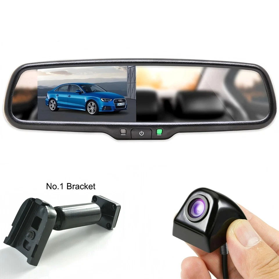 4.3'' Rear View Mirror Monitor OEM Bracket Reversing Backup Camera For Ford Jeep - Image 1 of 4