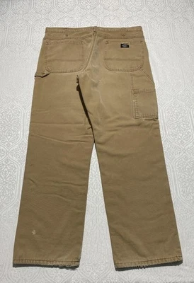 Pantalones de Carpintero Dickies Para Hombres 38x32 Marrón Pato Lona Vellón Forrado Ropa de Trabajo DU258 Foto 1 de 4