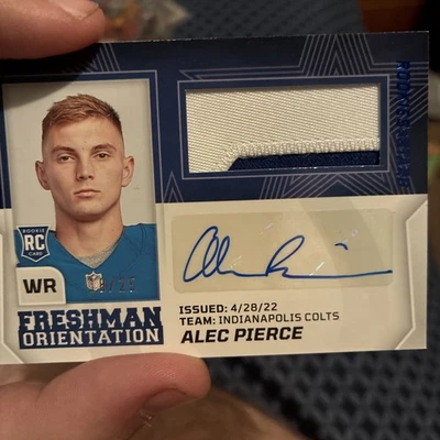 Alec Pierce 2022 Rookies & Stars Freshman Orientation Rookie Patch Auto RPA /25 - Image 1 of 4