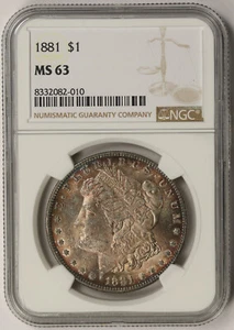 1881 Morgan Dollar Silver $1 MS 63 NGC - Picture 1 of 4