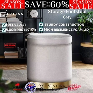 Artiss Round Velvet Ottoman Foot Stool Storage Foot Rest Padded Seat Large - Picture 1 of 12