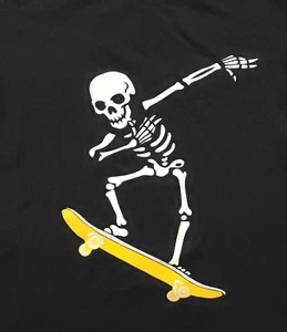 Skateboarding Skeleton Black Short Sleeve Cotton Tee Youth Size 10 - Picture 1 of 7