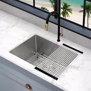 KBFmore 23" 18 G Tight Radius T304 Undermount Single Bowl Kitchen Sink, Set of 4 - Picture 1 of 10