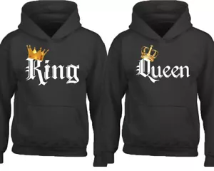 SUDADERA CON CAPUCHA COLOR Corona Dorada Fuente Blanca Mejor Pareja de Amor a Juego - Imagen 1 de 3