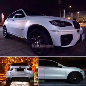 White Flexible Entire Car Auto Wrap Satin Chrome Metallic Vinyl Trim Sticker AB - Picture 1 of 8