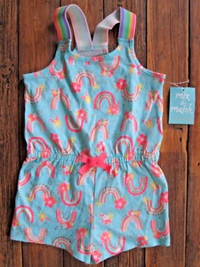 NEW Cynthia Rowley XS 4 Romper Jumpsuit Shortall Rainbow Shorts Elastic Waist - Picture 1 of 6