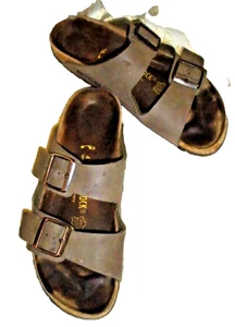 SANDALI COMFORT BETULA BIRKENSTOCK MARRONE TAN 2 CINGHIE SLIDE PIATTI 10M/41 EU - Foto 1 di 12