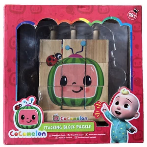 Cocomelon Wooden Stacking Block Reversible Puzzle with 4 Pictures - Picture 1 of 2