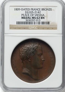 Napoleon - 1809 Bronze "Peace of Vienna" Medal - NGC MS62BN - STUNNING PORTRAIT! - Picture 1 of 2
