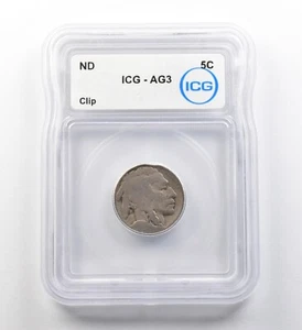 1913-1938 Indian Head Buffalo Nickel Clip AG3 ICG ERROR *8191 - Picture 1 of 3