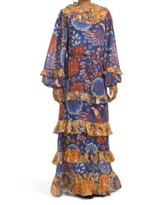 Neu mit Etikett Farm Rio Maxikleid gemischt Ananas Blumen Gr. L - 330 $ - Bild 1 von 4
