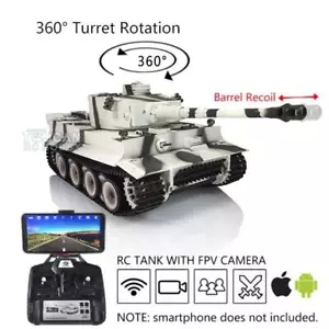 1/16 7.0 Tiger I HengLong Military RC Tank 3818 Recoil Barrel FPV Sytem Sound - Bild 1 von 11